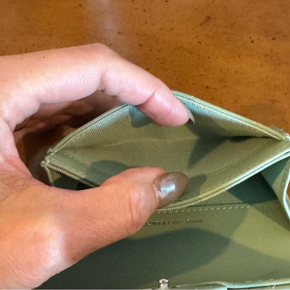 CHANEL Light Green Classic Flap Card Holder Black HW NWT - Picture 9 of 12